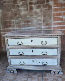 antica cassettiera   a 3 cassetti  colorata bianca