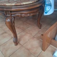 Tavolino in legno massello e marmo