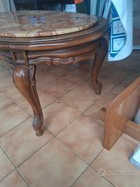 Tavolino in legno massello e marmo