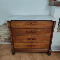 Comò Vintage con Top in marmo bianco