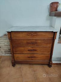 Comò Vintage con Top in marmo bianco