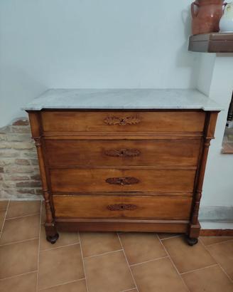 Comò Vintage con Top in marmo bianco