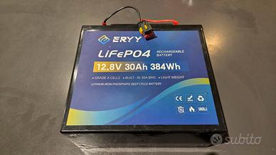 Batteria litio ricaricabile LIFEPO4 12V 30Ah 384Wh