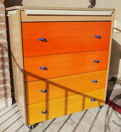 Fasciatoio 4 cassetti legno naturale con vasca