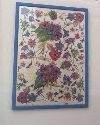Quadro poster fiori e farfalle