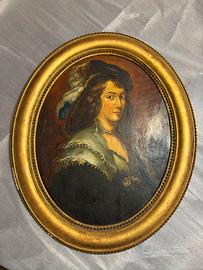 Olio su rame - Ritratto femminile XIX sec.