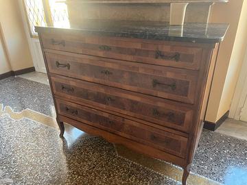 CASSETTIERA CLASSICA IN LEGNO ,TOP IN MARMO