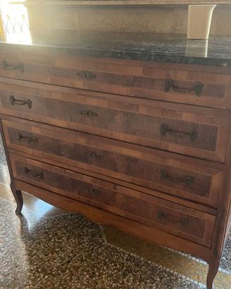 CASSETTIERA CLASSICA IN LEGNO ,TOP IN MARMO