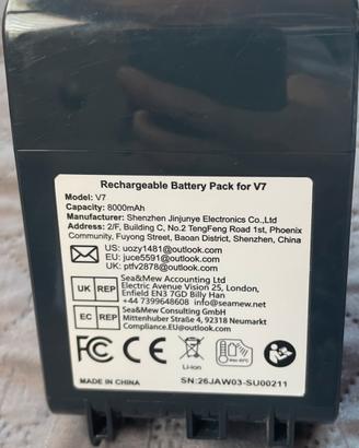 Batteria V7 per aspirapolvere