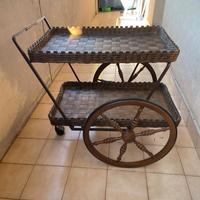 Carrello di Servizio in Bambù e vimini Vintage.