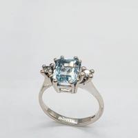 COD.1569.25 ANELLO ORO BIANCO 18K 750 ACQUA MARINA