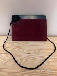 Borsa donna vintage bordeaux effetto camoscio