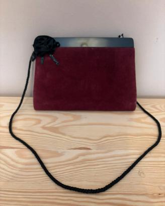 Borsa donna vintage bordeaux effetto camoscio
