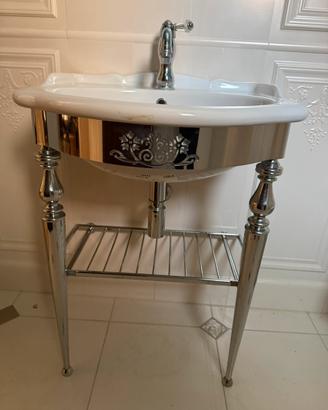 Lavabo in finissima ceramica e struttura cromata