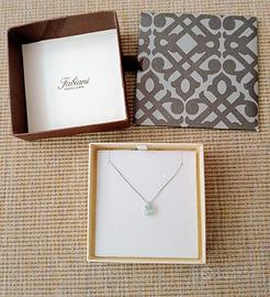 Girocollo Oro Bianco, Acquamarina & Diamante