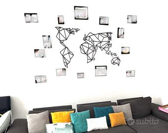 Arte murale in metallo mappa del mondo