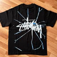 T-shirt Maglietta Stussy Nera Fulmine Ragnatela