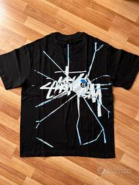 T-shirt Maglietta Stussy Nera Fulmine Ragnatela