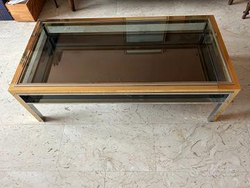 Tavolino da Caffè Vintage Vetro e Metallo