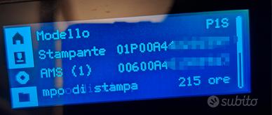 Bamabulab P1S +AMS-Solo 215h di stampa 
