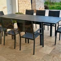 tavolo di giardino, 6+2 sedie