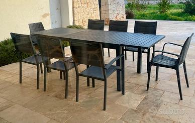 tavolo di giardino, 6+2 sedie