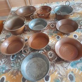 Pentole in rame e alluminio vintage - 10 Pezzi