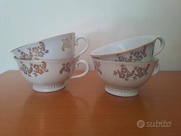 Set 4 tazze tè Richard  Ginori anni 50 decori oro