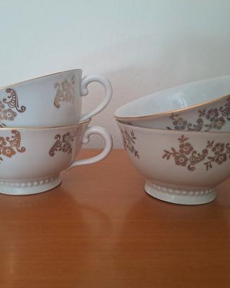 Set 4 tazze tè Richard  Ginori anni 50 decori oro