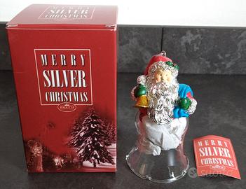 Campanella in vetro Babbo Natale laminato argento
