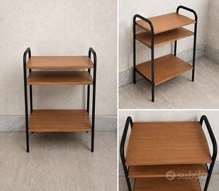 Scaffale (mobiletto)multiuso legno e metallo nero
