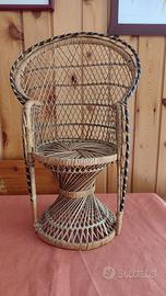 mini sedia Pavone vintage vimini  anni 70