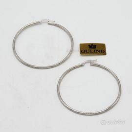 Orecchini a cerchio oro bianco 18kt tubolari D.39