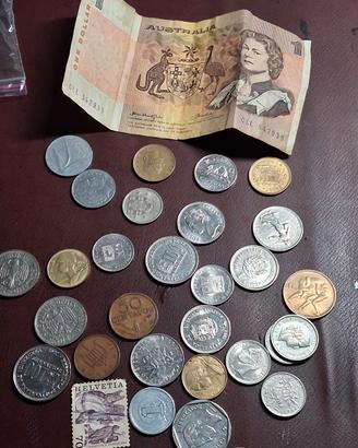 Lotto monete straniere miste + banconota Australia