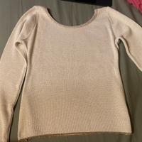 Maglia a maniche lunghe oro con brillantini