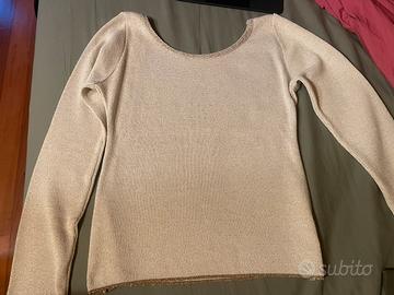 Maglia a maniche lunghe oro con brillantini