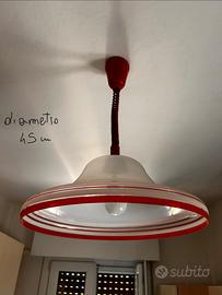 Lampadario Sali-Scendi Vintage Bianco e Rosso