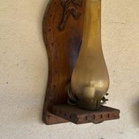 Lampadario da parete vintage in legno artigianale