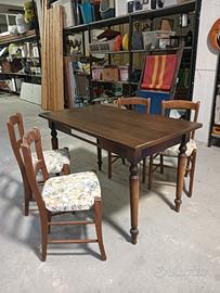 Tavolo in Legno Noce Massello + 4 sedie