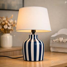 Lampada da tavolo a righe blu e bianche 40 cm heig