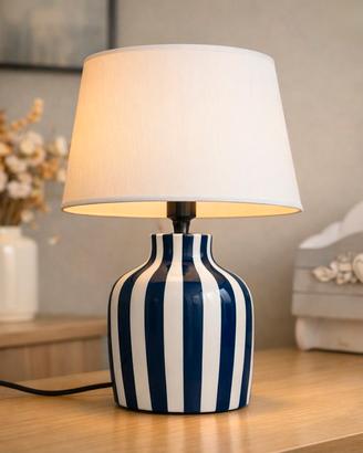 Lampada da tavolo a righe blu e bianche 40 cm heig