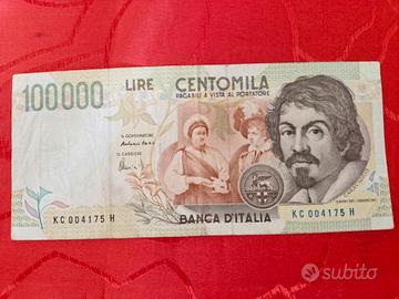 banconota da 100000lire Caravaggioi