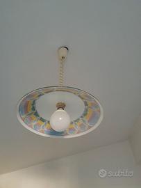 Lampadario sospensione in vetro opaline decorato
