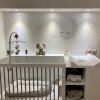 Letto combinato per neonato bianco e grigio 190 cm