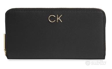 Portafoglio donna Calvin Klein nero logo argento 