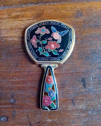 piccolo specchietto da borsetta vintage con disegn