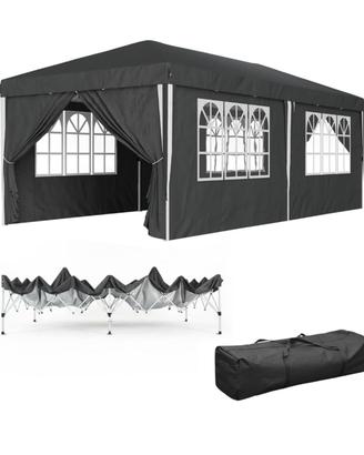 Gazebo 3x6 Con Pareti Laterali Finestre E Porte 