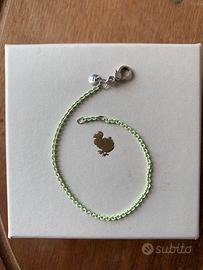 Bracciale dodo argento e pvc verde pastello 16cm