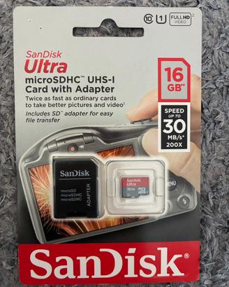 MicroSD Sandisk ULTRA 16 Gb con adattatore SD