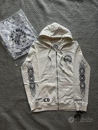 Felpa Chrome Hearts zip cappuccio Bianca